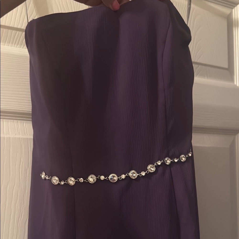 Vera Wang Strapless Purple Dress with Crystal Detail